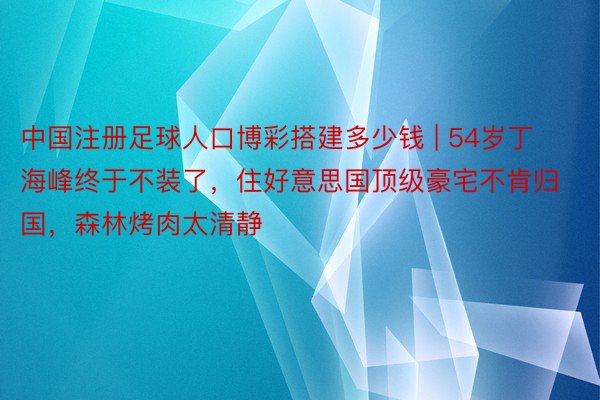 中国注册足球人口博彩搭建多少钱 | 54岁丁海峰终于不装了，住好意思国顶级豪宅不肯归国，森林烤肉太清静