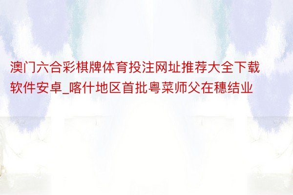 澳门六合彩棋牌体育投注网址推荐大全下载软件安卓_喀什地区首批粤菜师父在穗结业