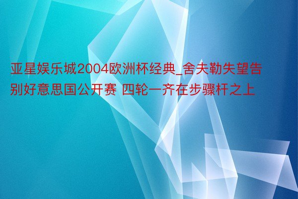 亚星娱乐城2004欧洲杯经典_舍夫勒失望告别好意思国公开赛 四轮一齐在步骤杆之上