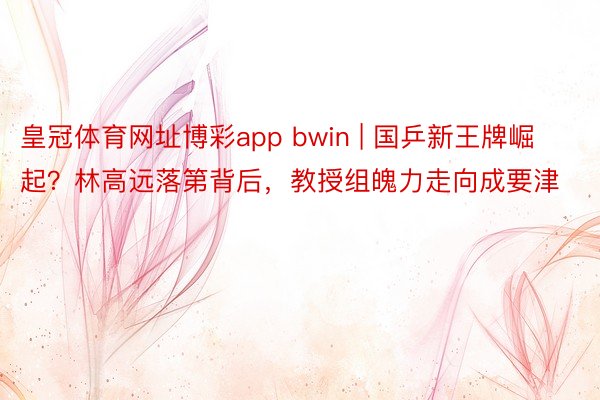 皇冠体育网址博彩app bwin | 国乒新王牌崛起？林高远落第背后，教授组魄力走向成要津