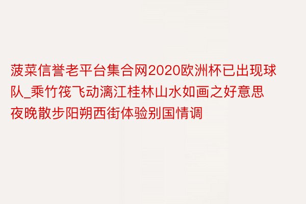 菠菜信誉老平台集合网2020欧洲杯已出现球队_乘竹筏飞动漓江桂林山水如画之好意思夜晚散步阳朔西街体验别国情调